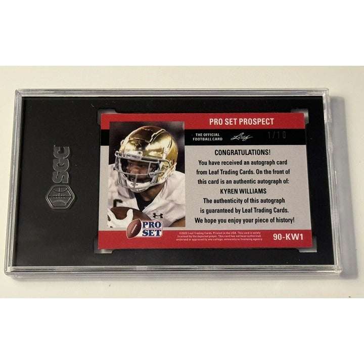 1/10 Kyren Williams RC Auto 2022 Leaf Pro Set Metal football card with autograph and 9.5 grade score