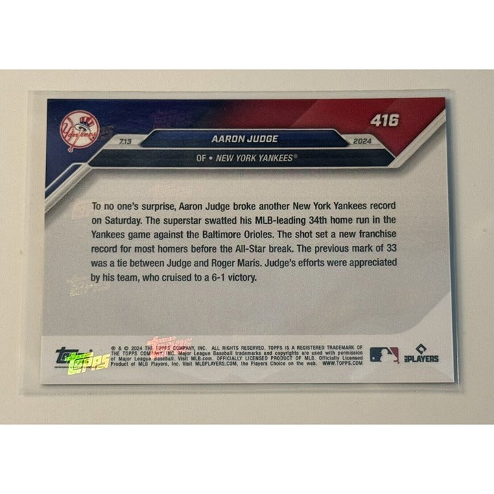 28/49* Aaron Judge MLB New York Yankees 2024 Topps Now HRs By All Star Game #416
