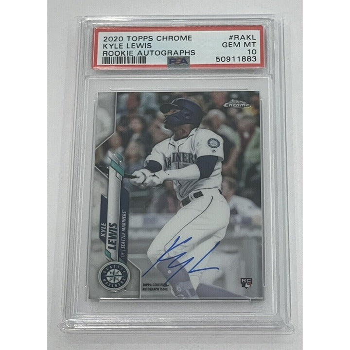 Kyle Lewis 2020 Topps Chrome RC Auto PSA 10 Gem RA-KL Rookie Autograph -Mariners