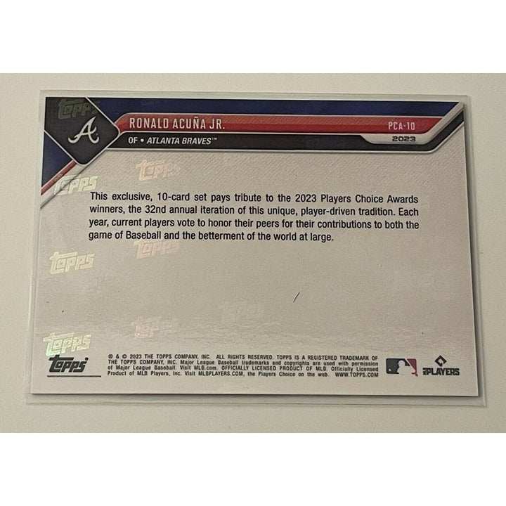 Ronald Acuna JR 2023 Topps NOW PCA #PCA-10 NL Player of the Year Atlanta Braves baseball card