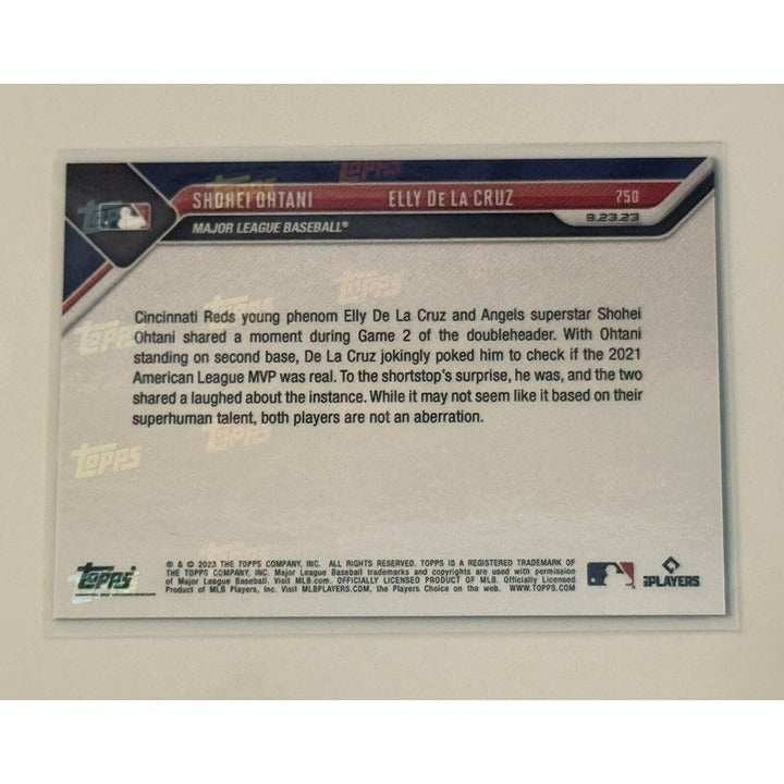 2023 MLB TOPPS NOW card featuring iconic Elly De La Cruz and Shohei Ohtani limited edition collectible