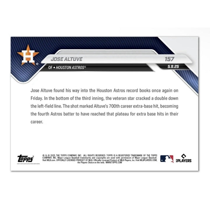 2025 Topps Now Jose Altuve* #157 Collects 700th Career XBH MLB Astros - IN HAND!