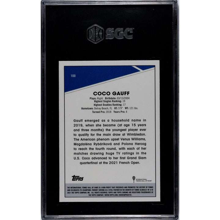 Coco Gauff RC 2021 Topps Chrome Black & White Mini Diamond Refractor graded 9.5 trading card