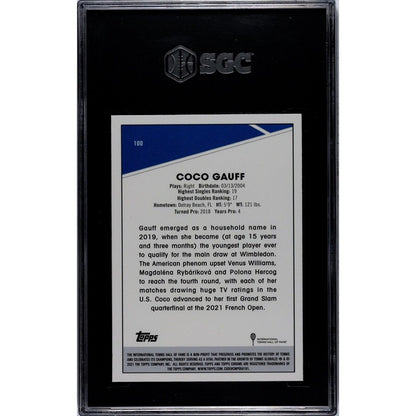 Coco Gauff RC 2021 Topps Chrome #100 Black & White Mini Diamond Refr. RC SGC 9.5