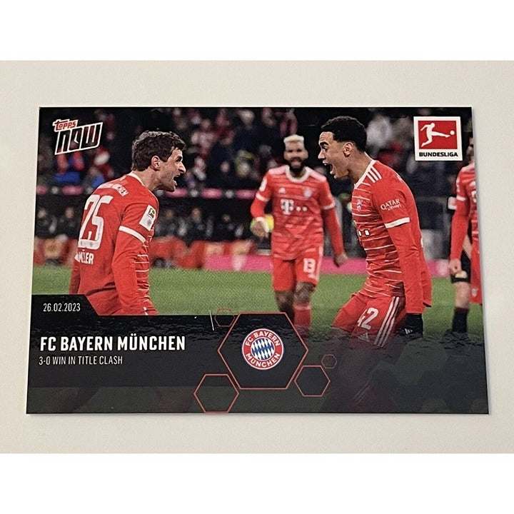 2023 Topps Now FC Bayern Munchen card celebrating 3-0 Bundesliga title win