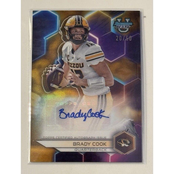 20/50 Brady Cook RC* Auto GOLD 2023 Bowman U Best Card #BOA-BC - Missouri Tigers
