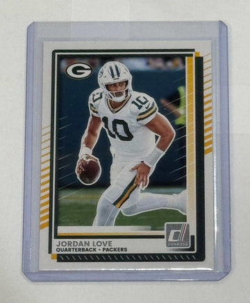 Jordan Love Mint 2025 Donruss Packers QB football card #266 in protective case