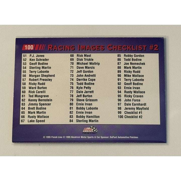 1995 Classic Finish Line Jeff Gordon silver parallel NASCAR trading card with victory pose