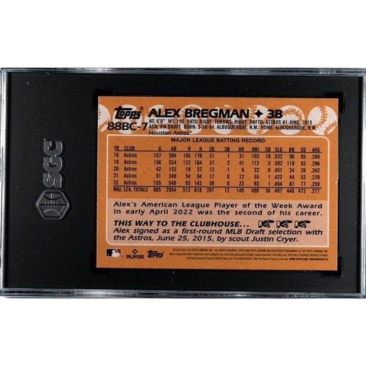 2023 Topps Chrome Alex Bregman 1988 Topps Design Astros baseball card graded SGC 9.5