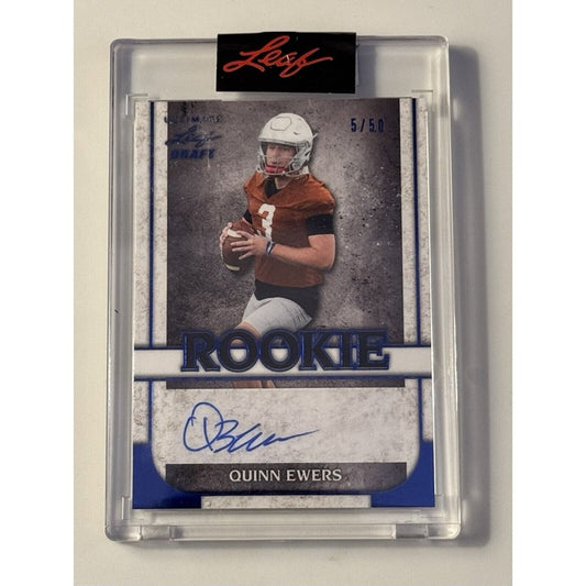 5/5 Quinn Ewers RC* Auto 2022 Leaf Ultimate Draft TEXAS Longhorns - Card #RA-QE1
