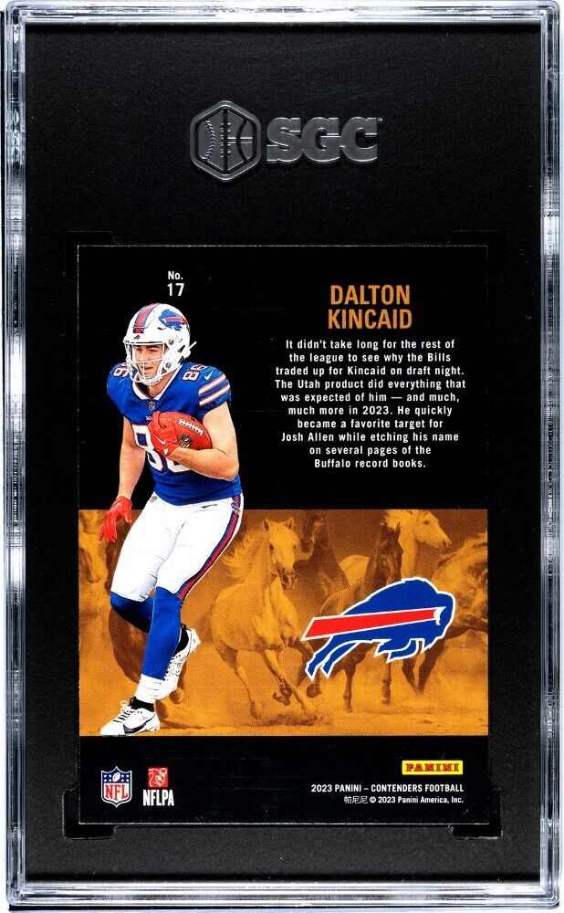 Dalton Kincaid 2023 Panini Contenders Rookie Stallions #17 graded 9 football card buffalo bills