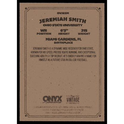 Jeremiah Smith RC* 2024 Onyx Vintage Football Card #OVJESM - Near Mint or Better