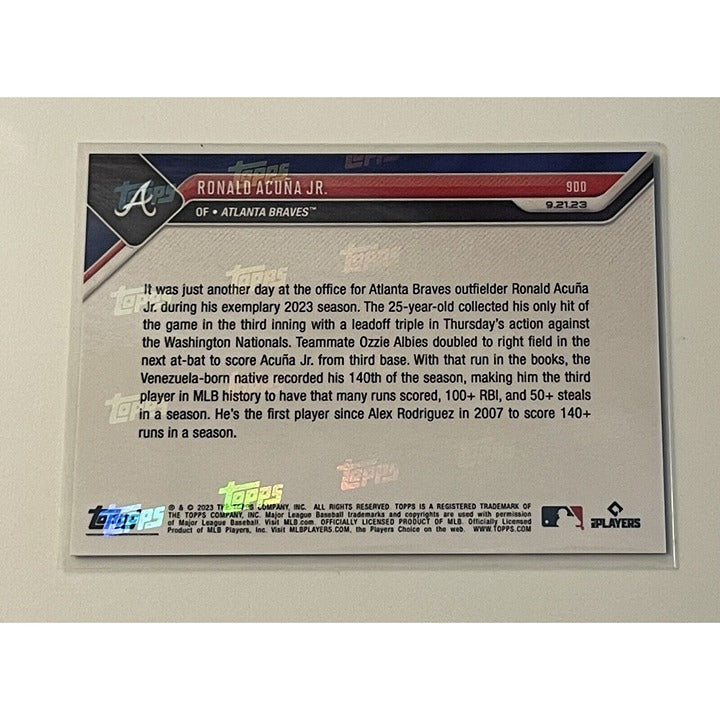 Ronald Acuna Jr.* - 2023 MLB TOPPS NOW Card 900 - 1st 140-RUN SEASON -MLB Braves