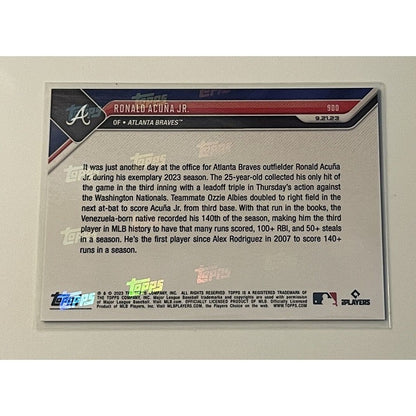 Ronald Acuna Jr.* - 2023 MLB TOPPS NOW Card 900 - 1st 140-RUN SEASON -MLB Braves