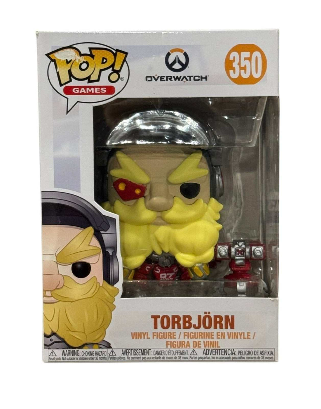 Torbjörn Funko Pop 350 Overwatch vinyl figure with turret and yellow beard in box