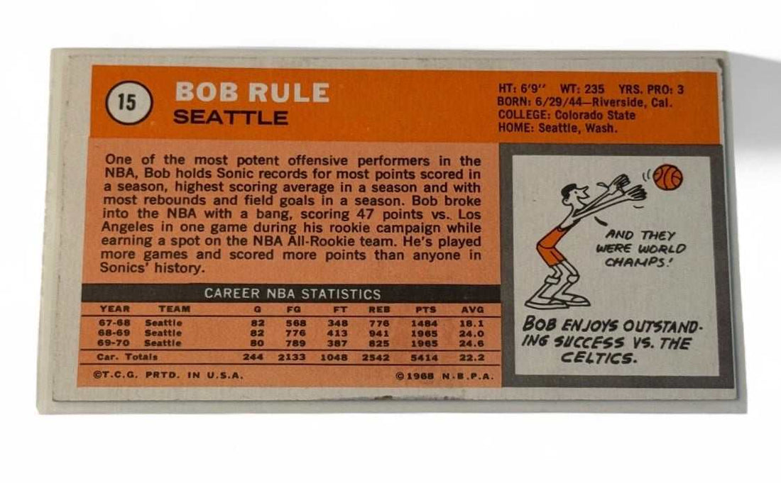 1970-71 ToppsBob Rule Tallboy VintageBasketball Card 1970-71 ToppsBob Rule Tallboy VintageBasketball Card 15 NBA Seattle