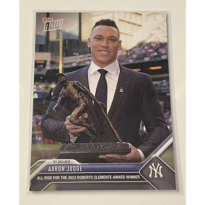 2023 Topps NOW Aaron Judge Roberto Clemente Award Winner baseball card All Rise edition