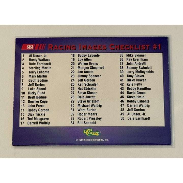 1995 Classic Finish Line Dale Earnhardt silver NASCAR trading card in good condition