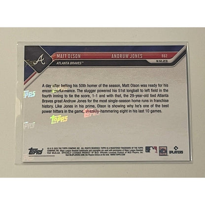 2023 Topps Now 24/49 Matt Olson Ties Andruw Jones with 51 HRs MLB Braves -PR/862