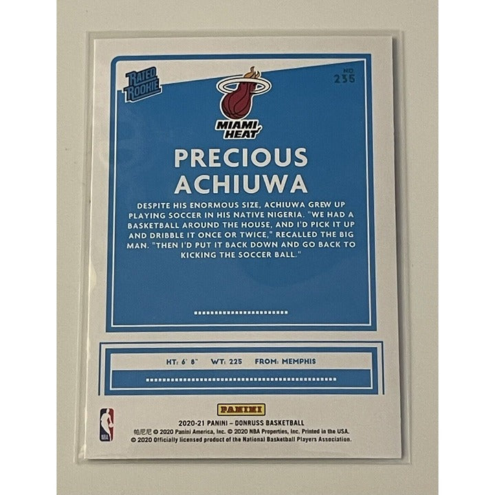 2020-21 Donruss Precious Achiuwa RC #235 NBA Miami Heat - Panini Basketball Card