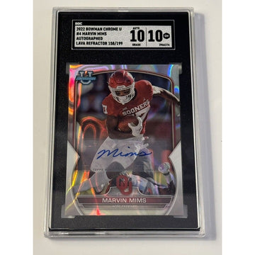 2022 Bowman University Chrome Prospect RC - 158/199 Marvin Mims Auto #4 - SGC 10