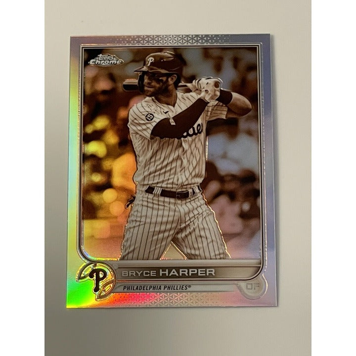 2022 Topps Chrome Bryce Harper Card #220 SEPIA REFRACTOR - MLB Phillies baseball