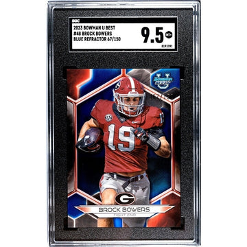 67/150 Brock Bowers RC 2023 Bowman's Best U RARE Refractor BLUE UGA Dogs SGC 9.5