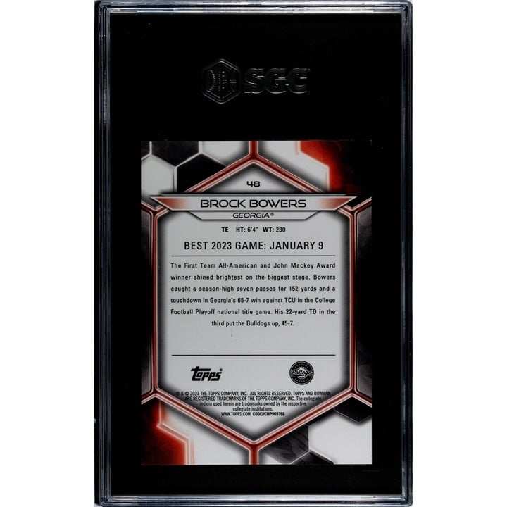 2023 Brock Bowers rookie card 67/150 Blue Refractor SGC 9.5 Georgia Bulldogs football collectible