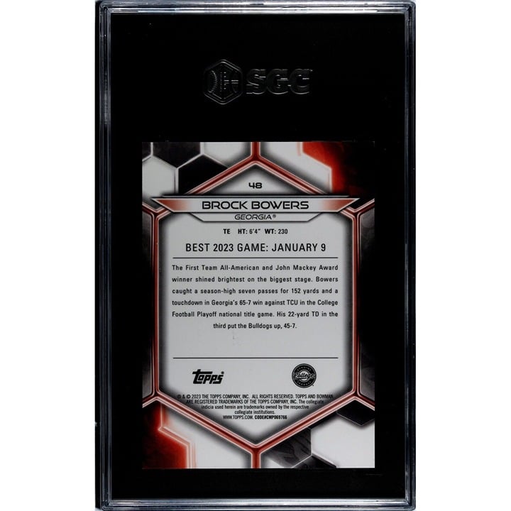 67/150 Brock Bowers RC 2023 Bowman's Best U RARE Refractor BLUE UGA Dogs SGC 9.5