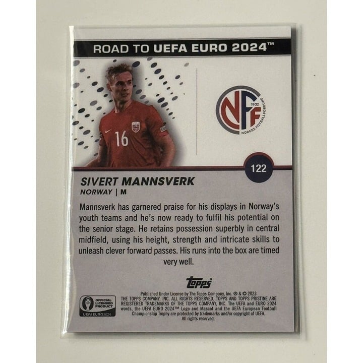 39/75 Sivert Mannsverk TOPPS PRISTINE Road To UAFE EURO Road To 2024 Norway #122