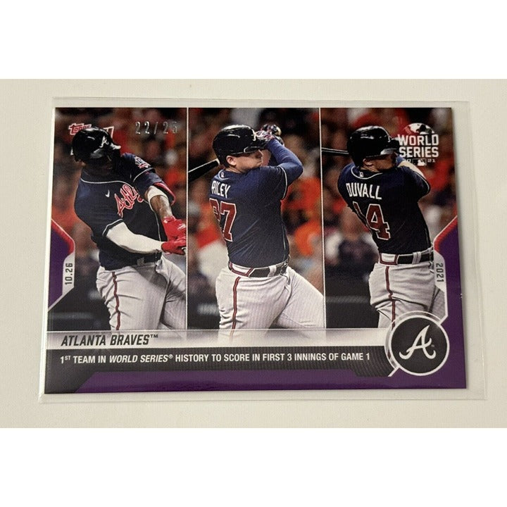 22/25* Atlanta Braves - 2021 MLB TOPPS NOW Card 1013 World Series Game 1st Score