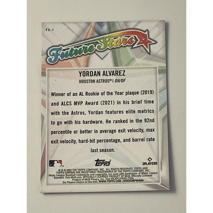 2022 Topps Chrome Future Stars Refractor Yordan Alvarez #FS-1 MLB Houston Astros