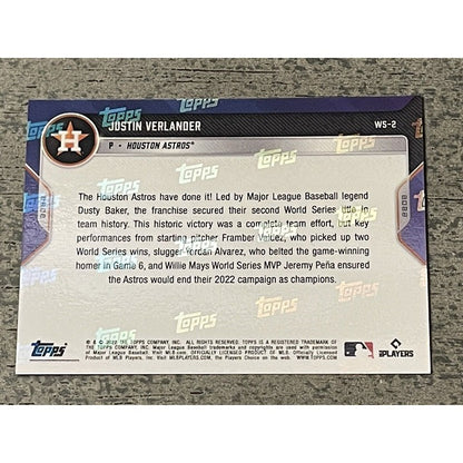 2022 Topps Now - Justin Verlander - MLB 2022 World Series Champions - Card #WS-2