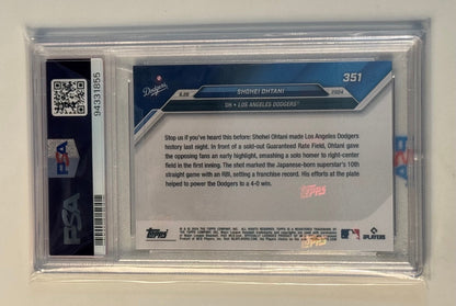 2024 TOPPS NOW SHOHEI OHTANI MLB LA Dodgers Card #351 Most Ganes w/ RBI PSA 10