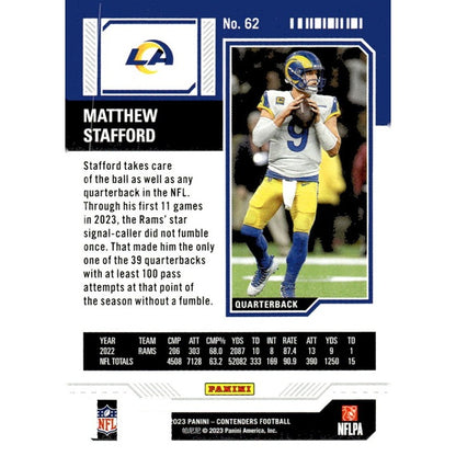 2023 Panini Contenders #62 Matthew Stafford Game Ticket Red NFL Los Angeles Rams