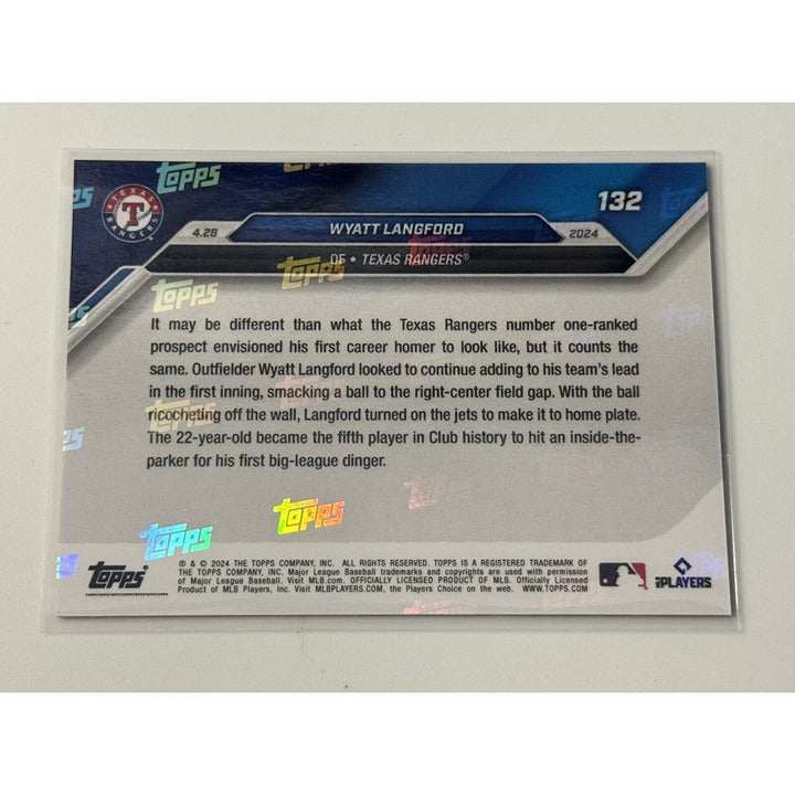 Wyatt Langford RC 2024 MLB Topps Now card Texas Rangers rookie inside park home run