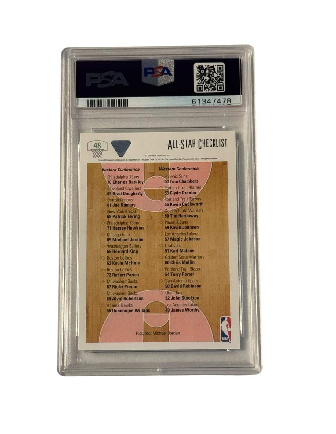1991 Upper Deck Michael Jordan All Star Checklist PSA 7 basketball card