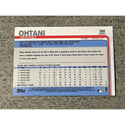 2019 MLB Topps All-Star Rookie Cup #600 - Shohei Ohtani Los Angeles Angels MINT!