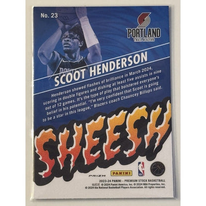 2023-24 Panini NBA Hoops Premium Stock - Sheesh Prizm Scoot Henderson RC Card 23