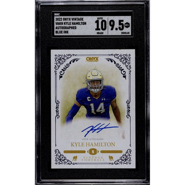 /822 Ravens/Irish 2022 Onyx Vintage #VAKH Kyle Hamilton RC Auto Blue Ink SGC 9.5