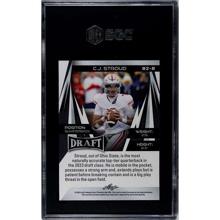 2023 Leaf Draft C.J. Stroud rookie football card graded SGC 10 in protective case
