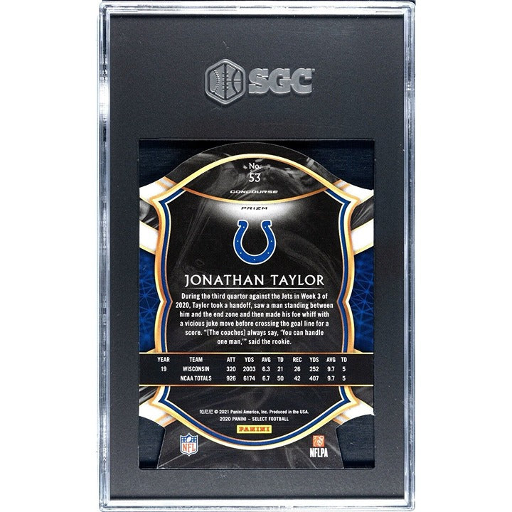 2020 Panini Select Die Cut Light Blue Prizm Jonathan Taylor RC NFL Colts - SGC 8