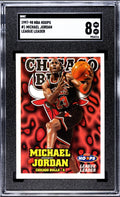1997-98 NBA HOOPS Michael Jordan Chicago Bulls League Leader graded card SGC 8
