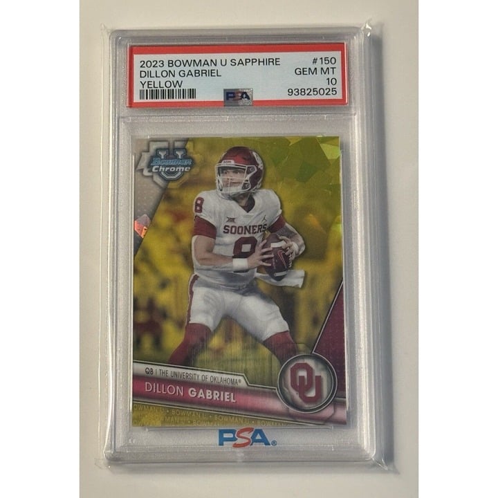 73/75* DILLON GABRIEL RC* 2023 Bowman U - Sapphire REFRACTOR Ducks #150 - PSA 10