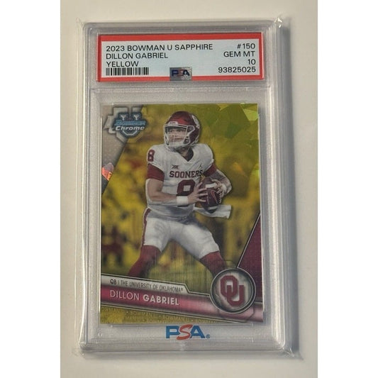 73/75* DILLON GABRIEL RC* 2023 Bowman U - Sapphire REFRACTOR Ducks #150 - PSA 10