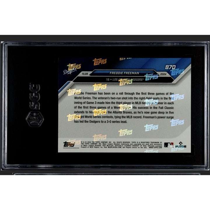 Freddie Freeman 2024 Topps Now LA Dodgers baseball card graded 9.5 celebrating 5th straight game with home run