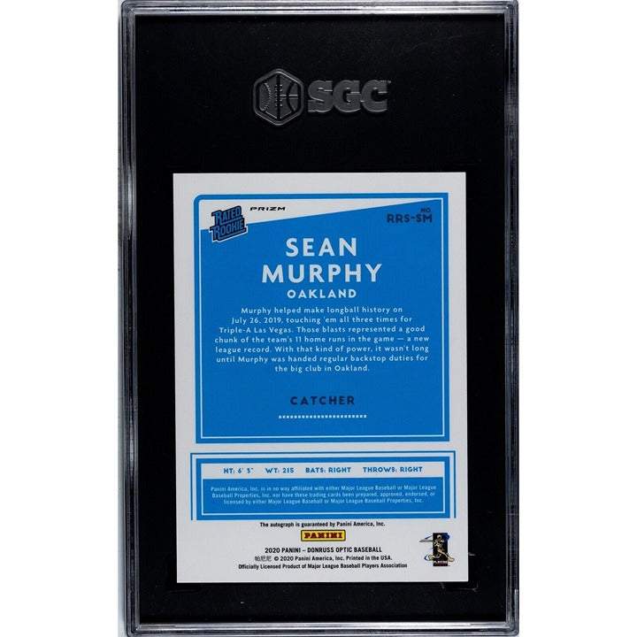 2020 Donruss Optic Sean Murphy Rookie Card autographed SGC 9.5 rated holographic baseball card