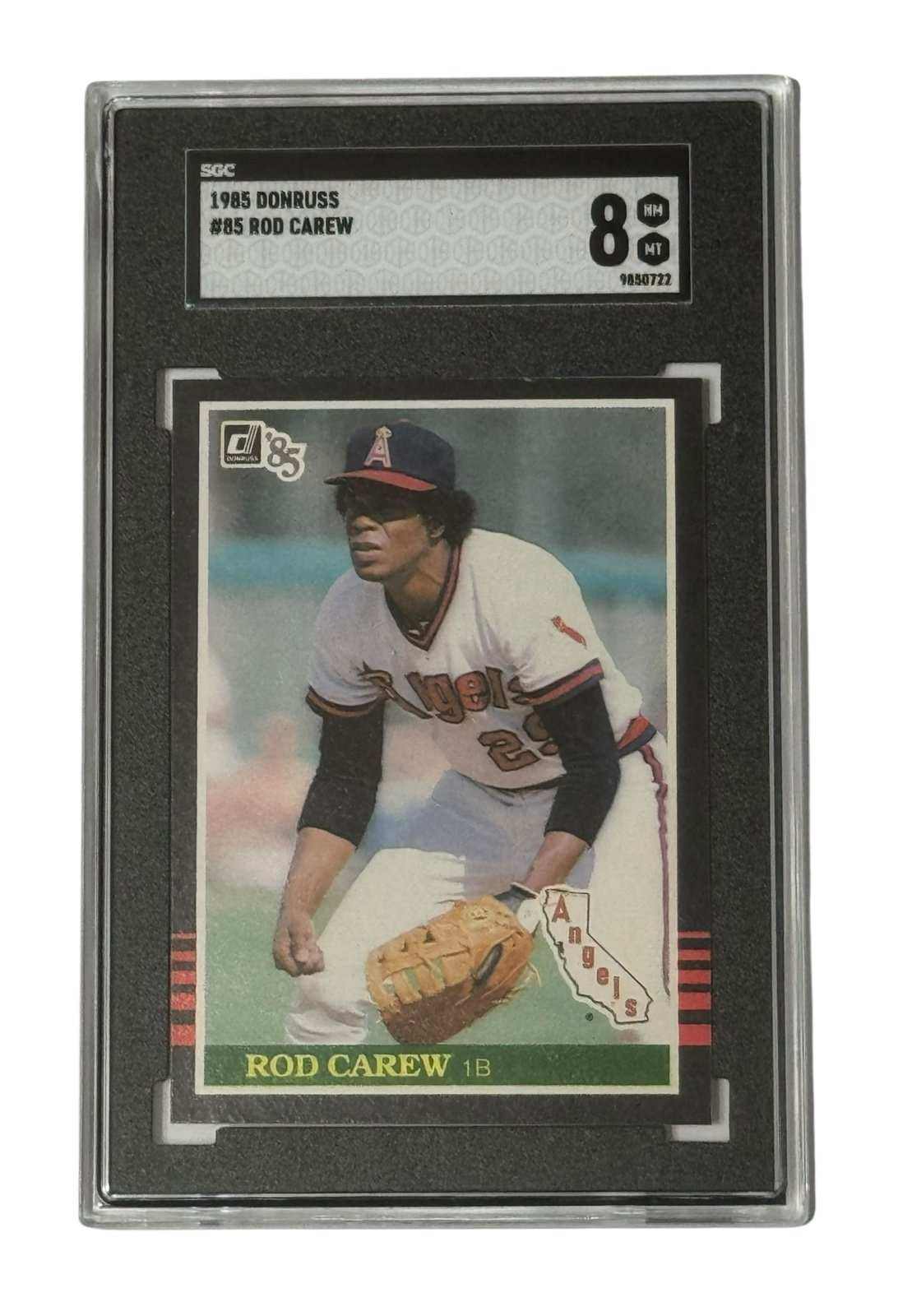 1985 Donruss Rod Carew MLB trading card SGC 8 California Angels vintage collectible