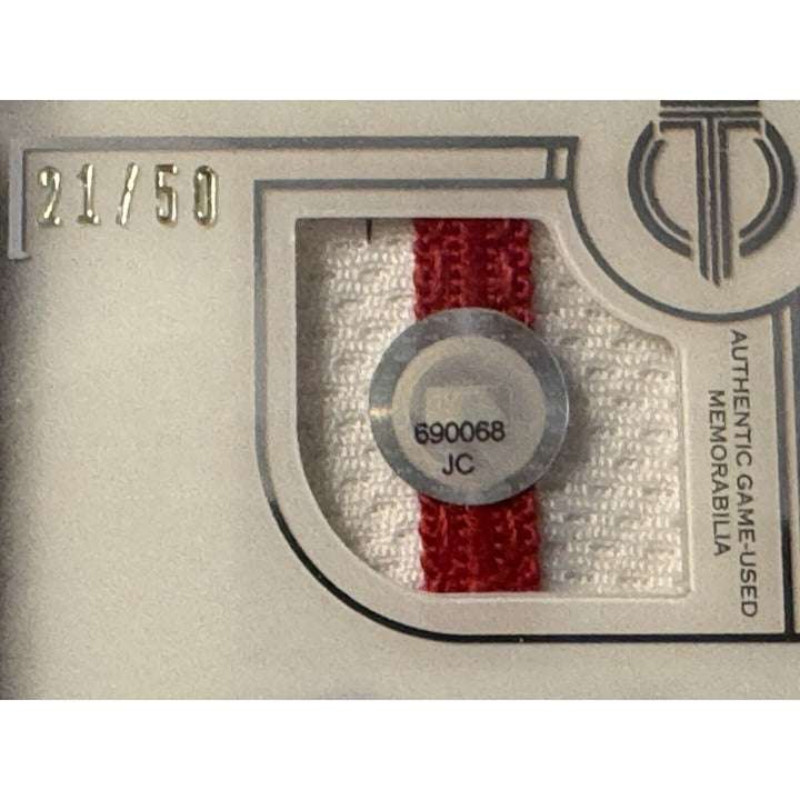 21/50 Raisel Iglesias autographed Reds jersey patch 2019 Topps Tribute baseball card