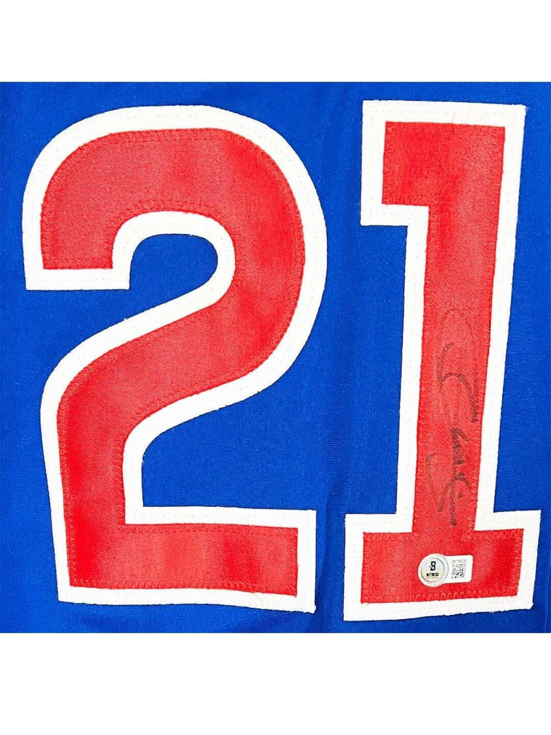 Sammy Sosa signed Chicago Cubs royal blue jersey with number 21 and Beckett certification